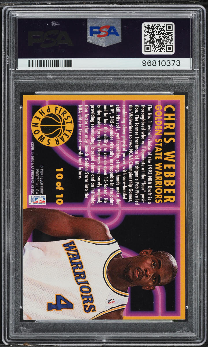 1993 Fleer 1st Year Phenoms Chris Webber ROOKIE #10 PSA 9 MINT