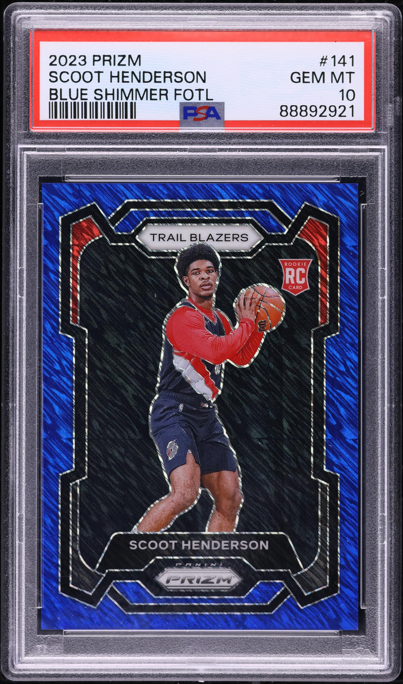 2023 Panini Prizm Blue Shimmer FOTL Scoot Henderson ROOKIE /35 #141 PSA 10 GEM