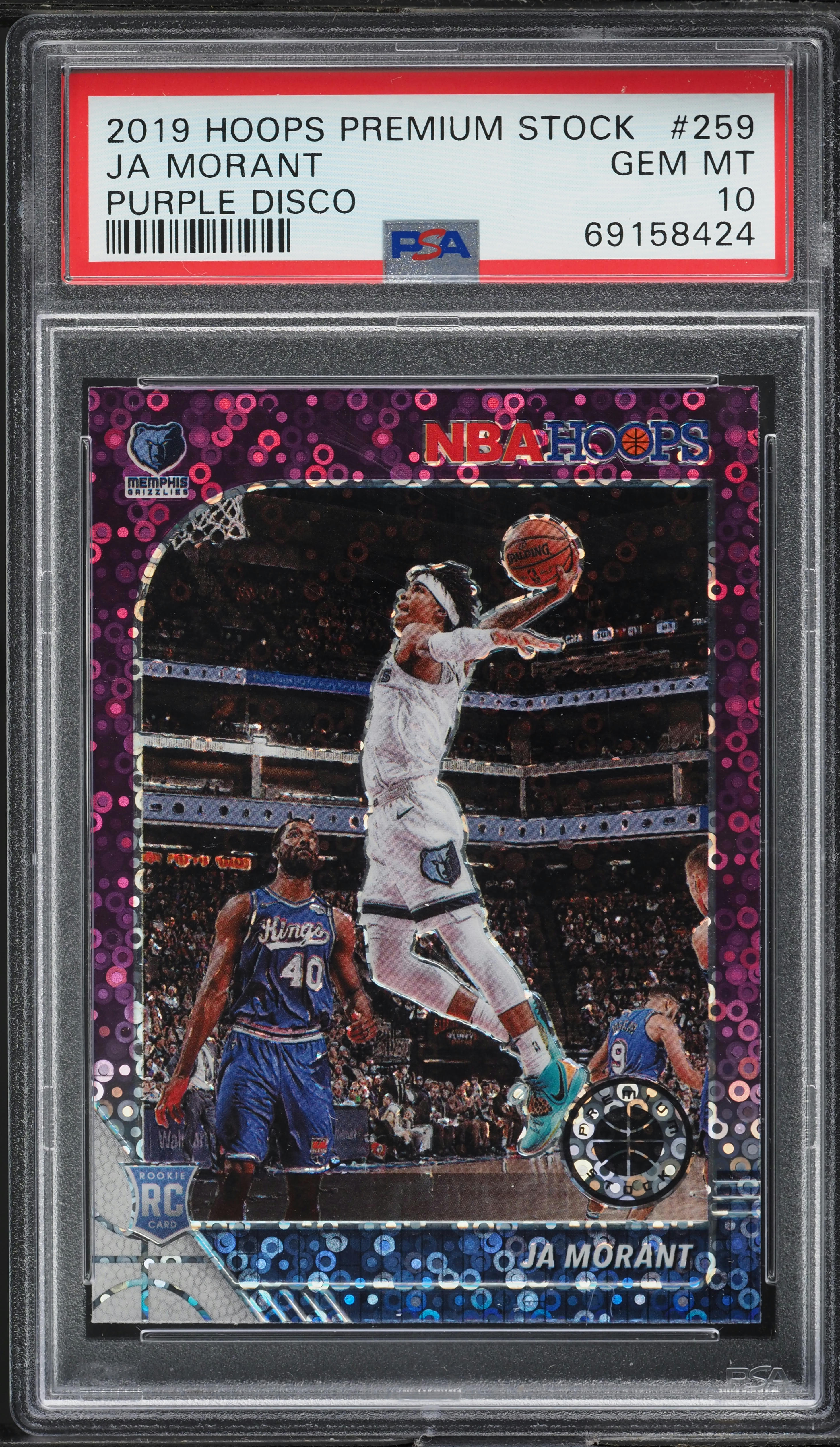 2019 Hoops Premium Stock Purple Disco Ja Morant ROOKIE #259 PSA 10