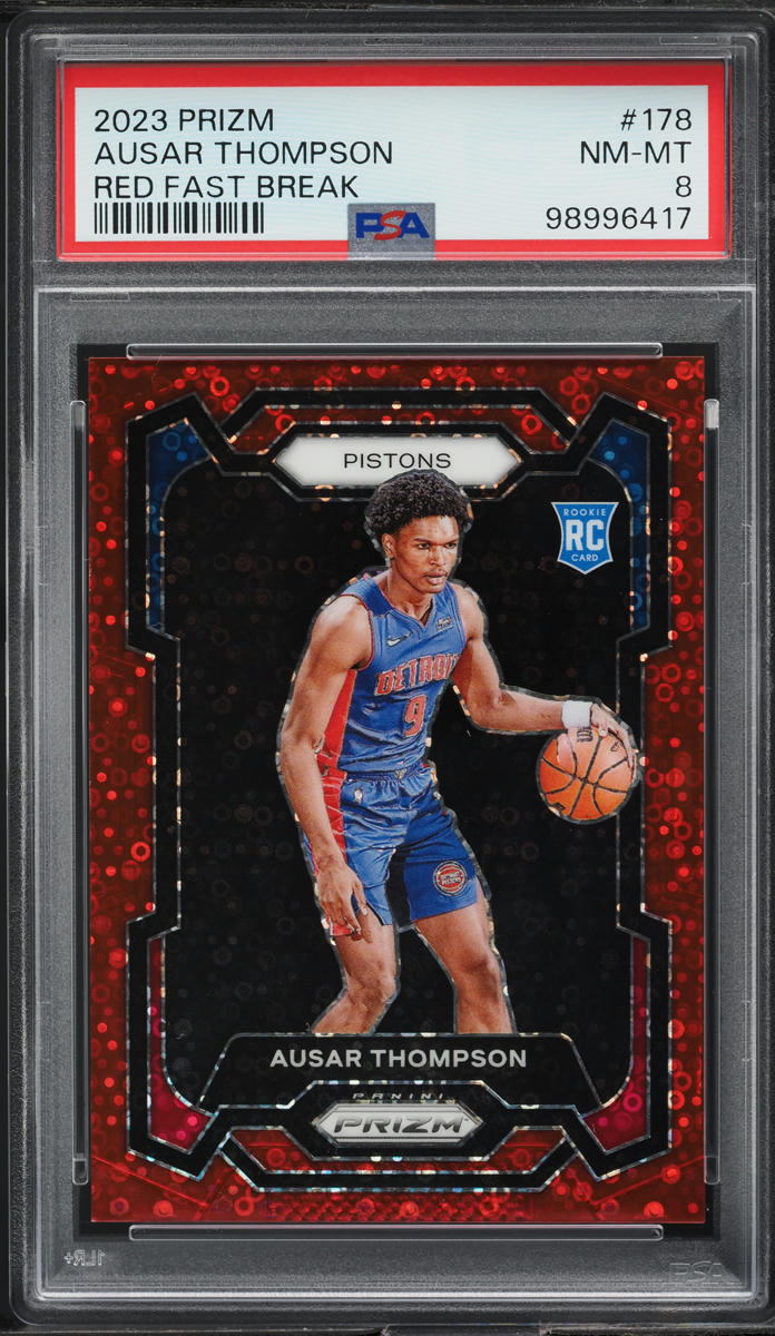 2023 Panini Prizm Red Fast Break Ausar Thompson ROOKIE /100 #178 PSA 8 NM-MT