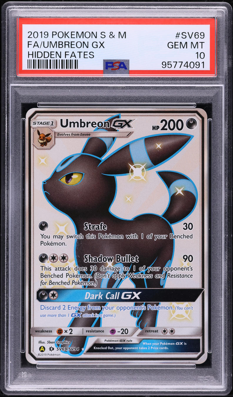2019 Pokemon Sun & Moon Hidden Fates Shiny Umbreon GX #SV69 PSA 10 GEM MINT  on Fanatics Collect