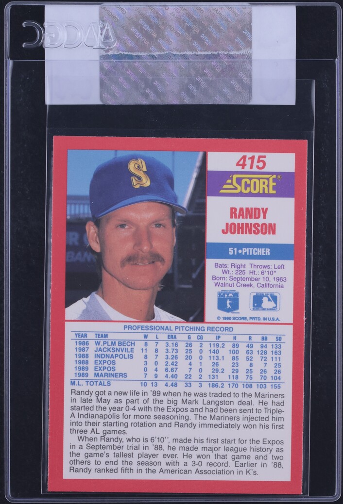 1990 Score Randy Johnson #415 CGC AUTH
