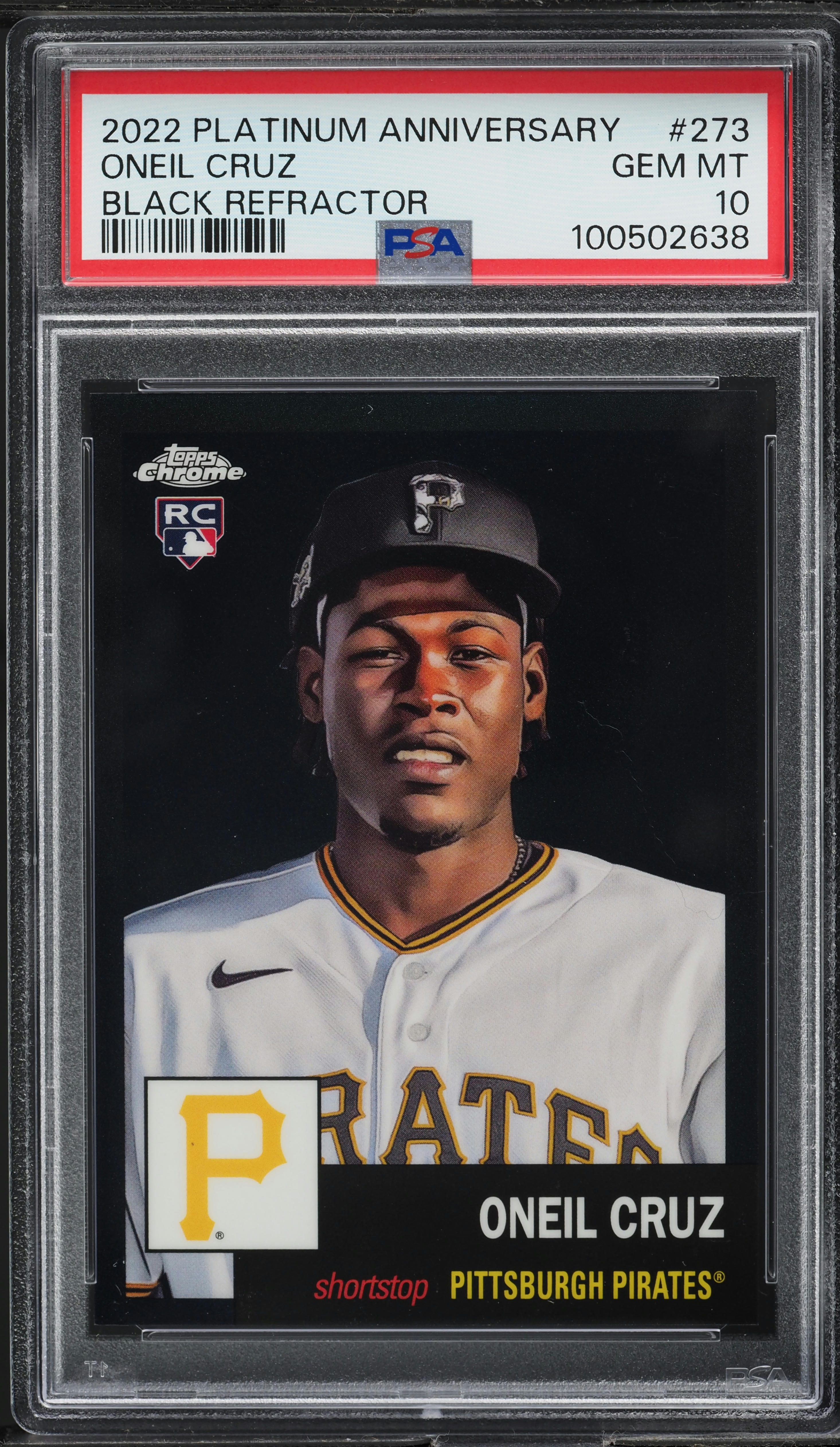 2022 Topps Chrome Platinum Black Refractor Oneil Cruz ROOKIE /10