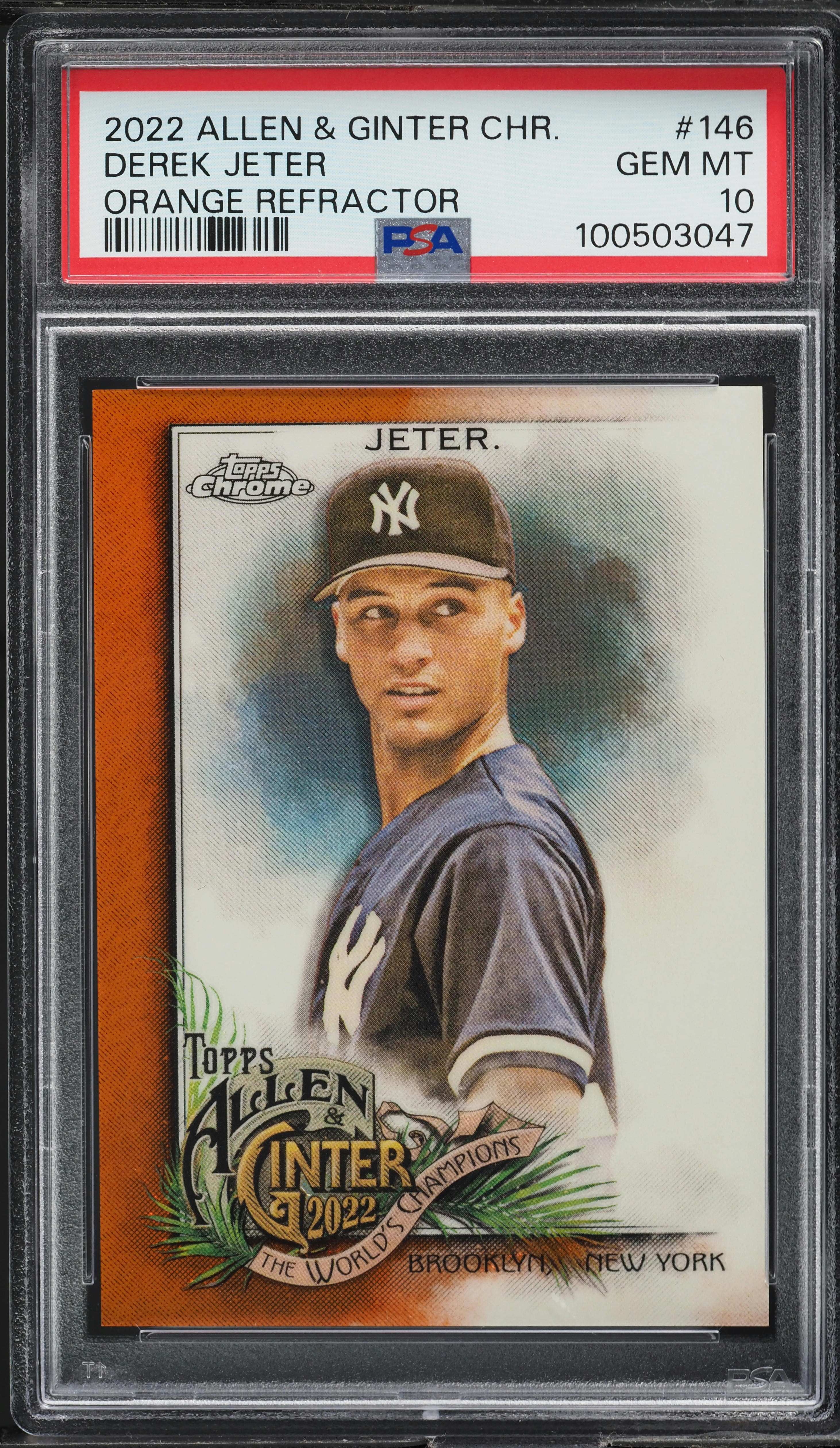 2022 Topps Allen & Ginter Chrome Orange Refractor Derek Jeter /25