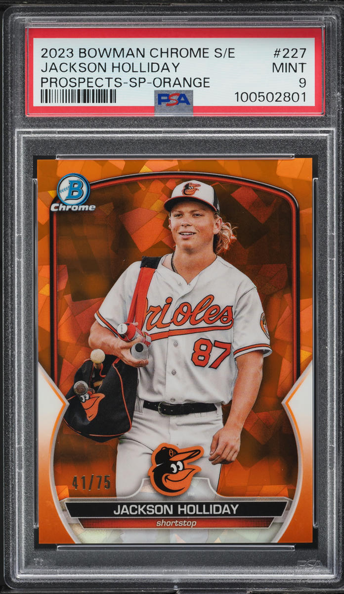 2023 Bowman Chrome Sapphire Orange Jackson Holliday SP ROOKIE /75 #227 PSA 9