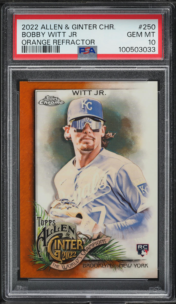 2022 Topps Allen & Ginter Chrome Orange Refractor Bobby Witt Jr RC /25 PSA 10