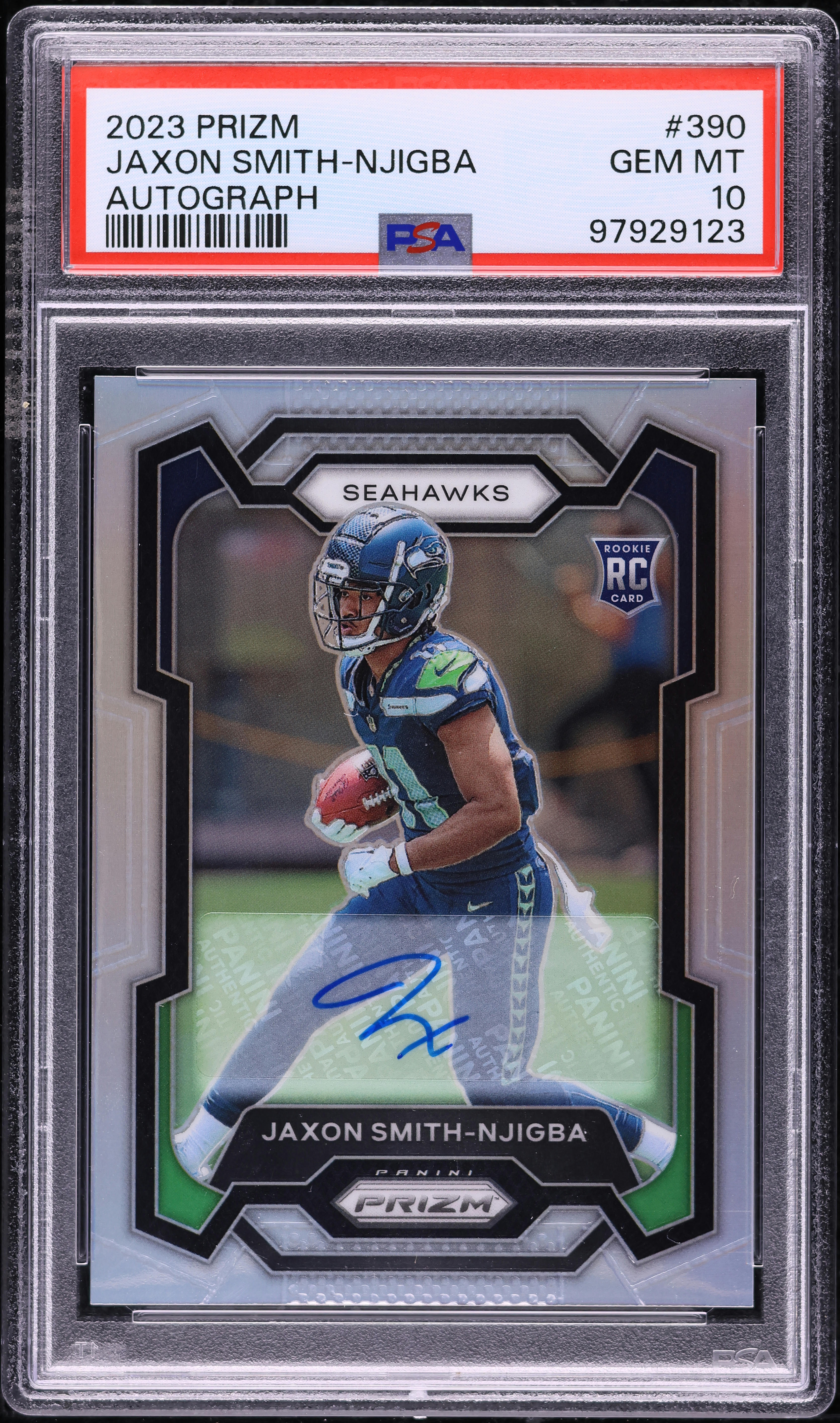 2023 Panini Prizm Silver Jaxon Smith-Njigba ROOKIE AUTO #390 PSA