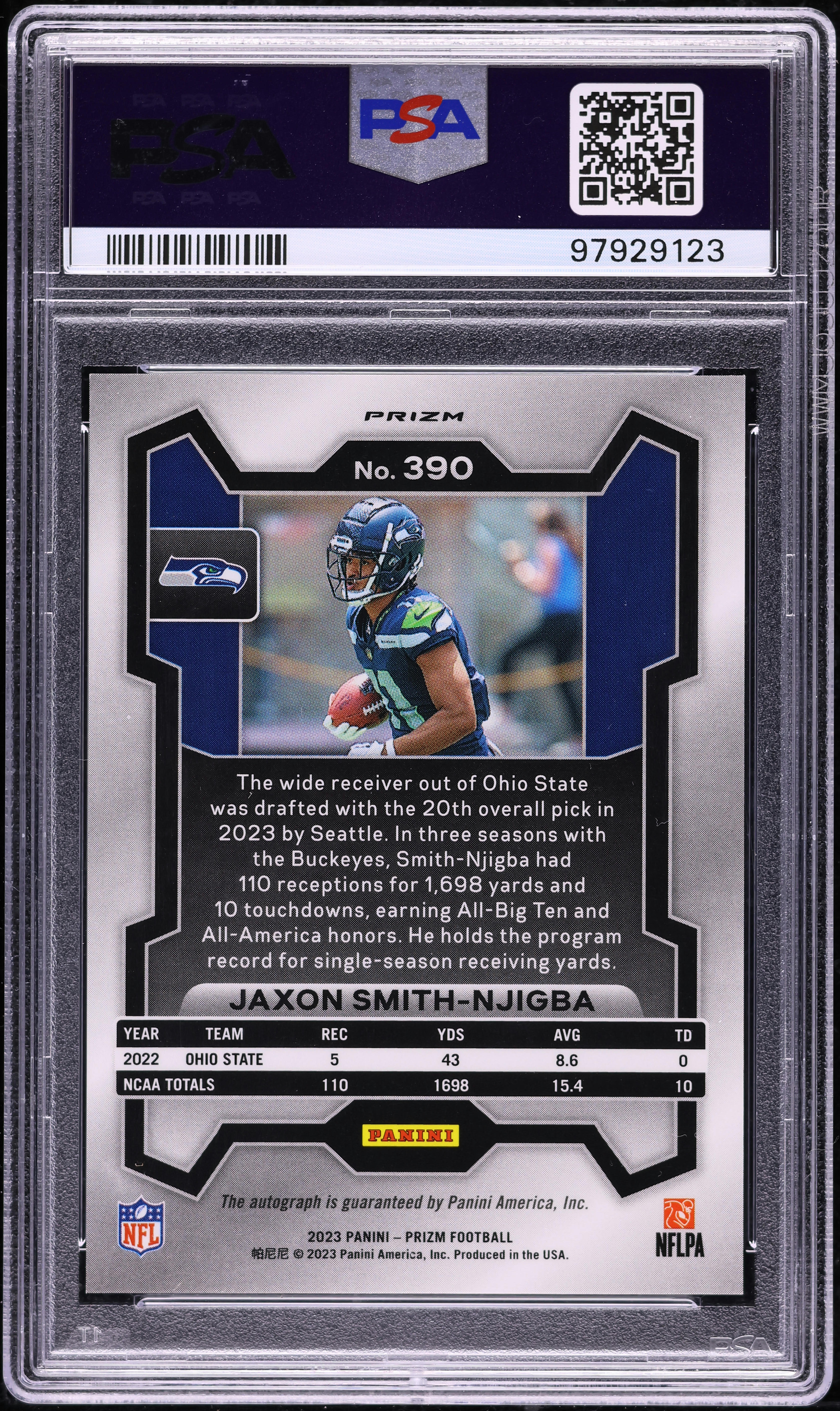2023 Panini Prizm Silver Jaxon Smith-Njigba ROOKIE AUTO #390 PSA 2023 Panini Prizm Silver Jaxon Smith-Njigba ROOKIE AUTO #390 PSA