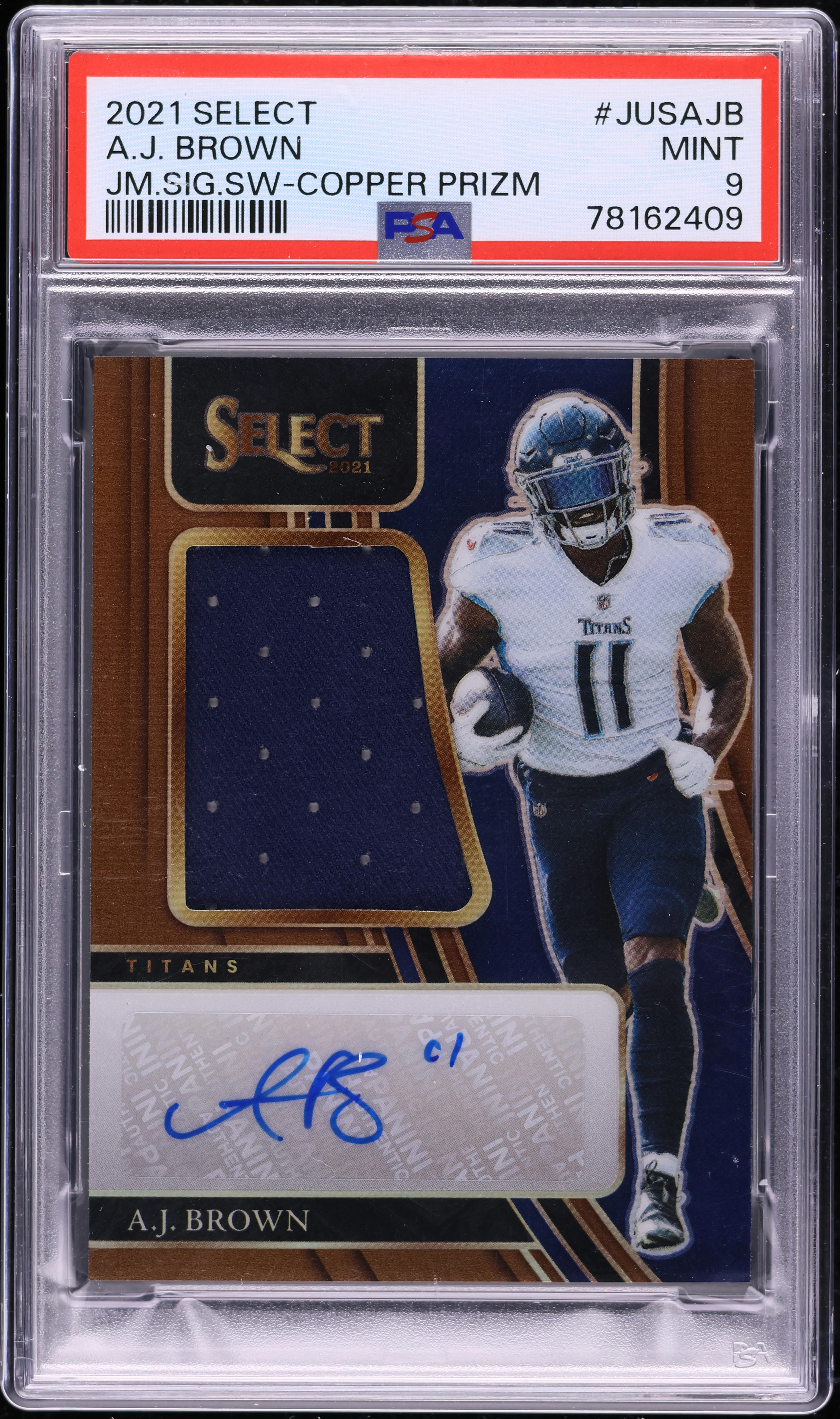 2021 Select Jumbo Prizm Copper A.J. Brown PATCH AUTO /35 #JUSAJB