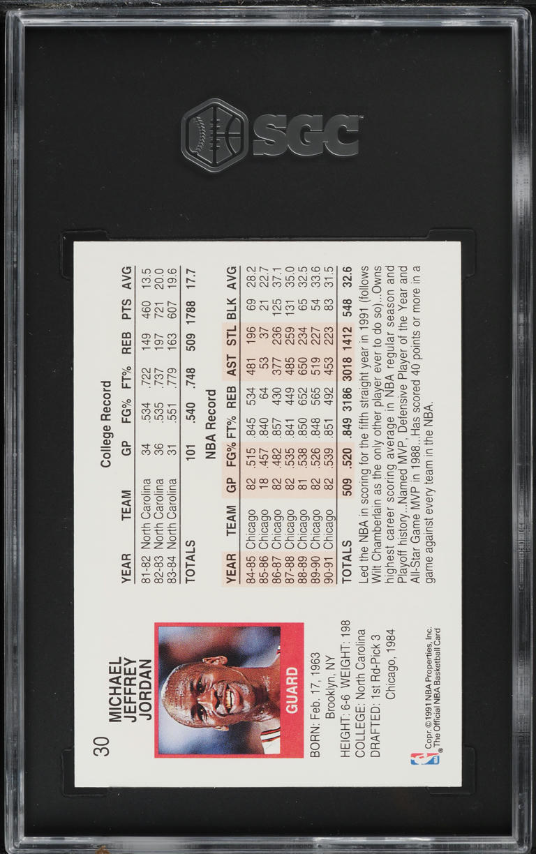 1991 Hoops Michael Jordan #30 SGC 10 GEM MINT