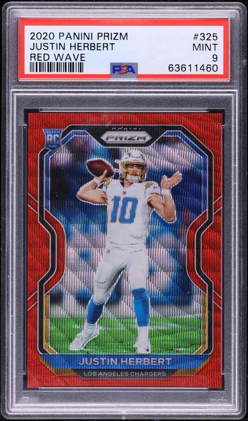 2020 Panini Prizm Red Wave Justin Herbert ROOKIE /149 #325 PSA 9 MINT