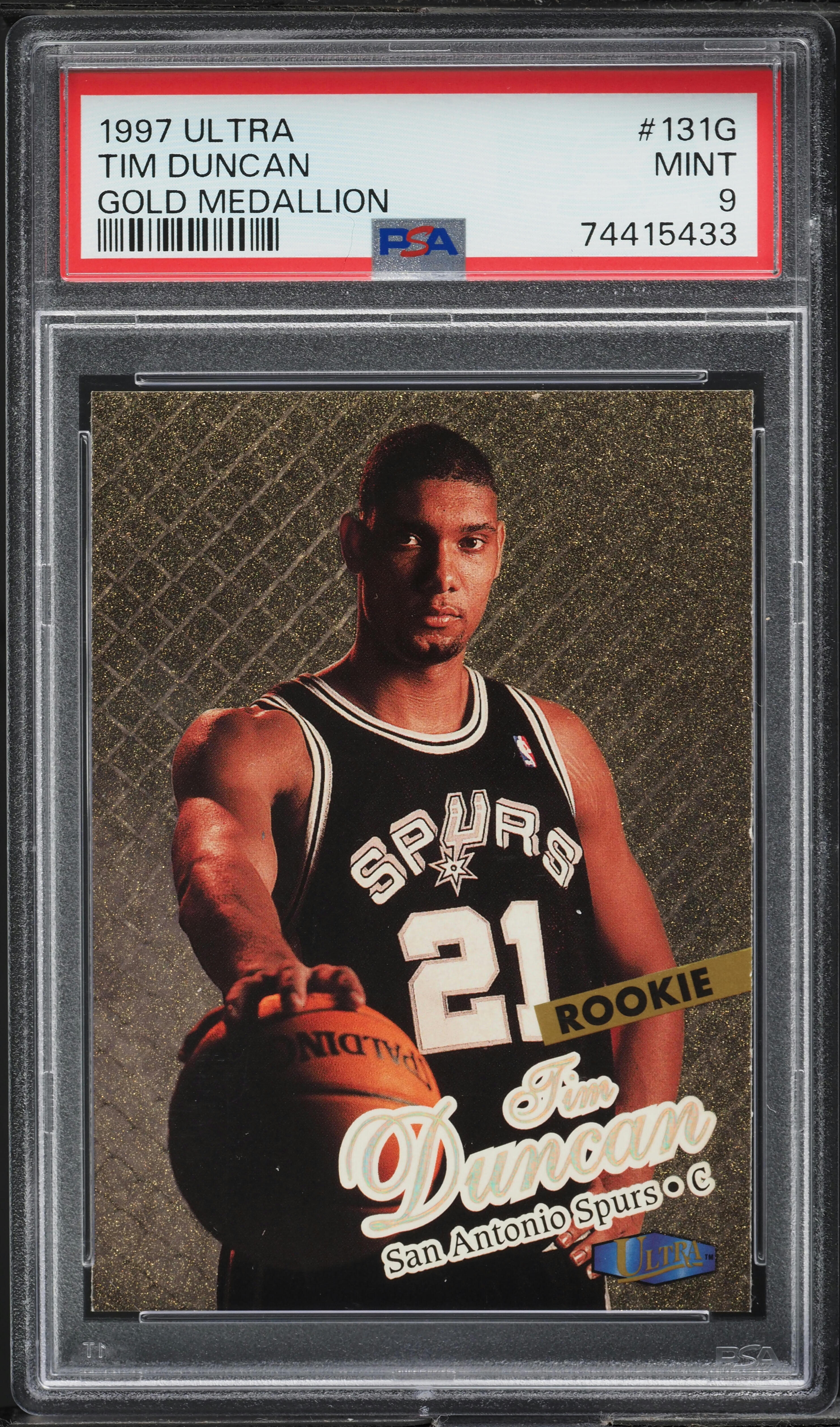1997 Ultra Gold Medallion Tim Duncan ROOKIE #131G PSA 9 MINT on