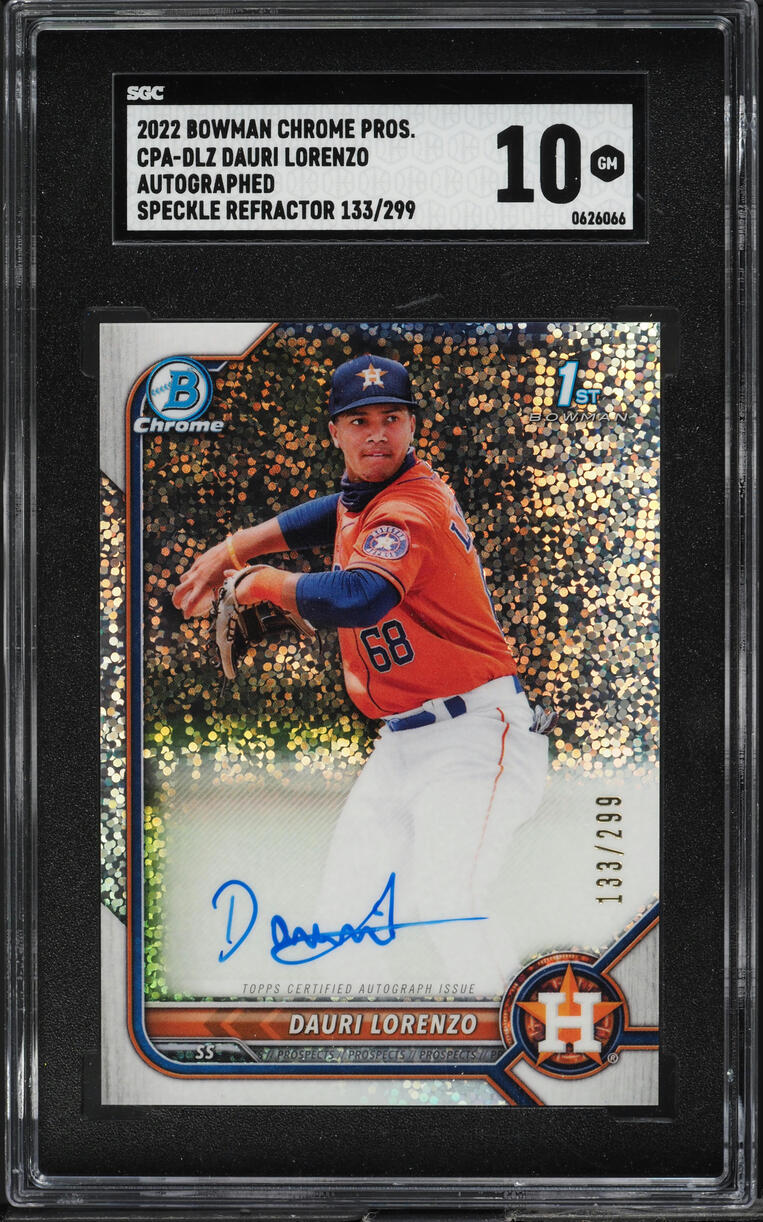 2022 Bowman Chrome Speckle Refractor Dauri Lorenzo PROSPECT AUTO /299 SGC 10 GEM