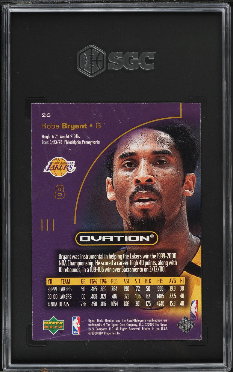 2000 Upper Deck Ovation Kobe Bryant #26 SGC 9 MINT