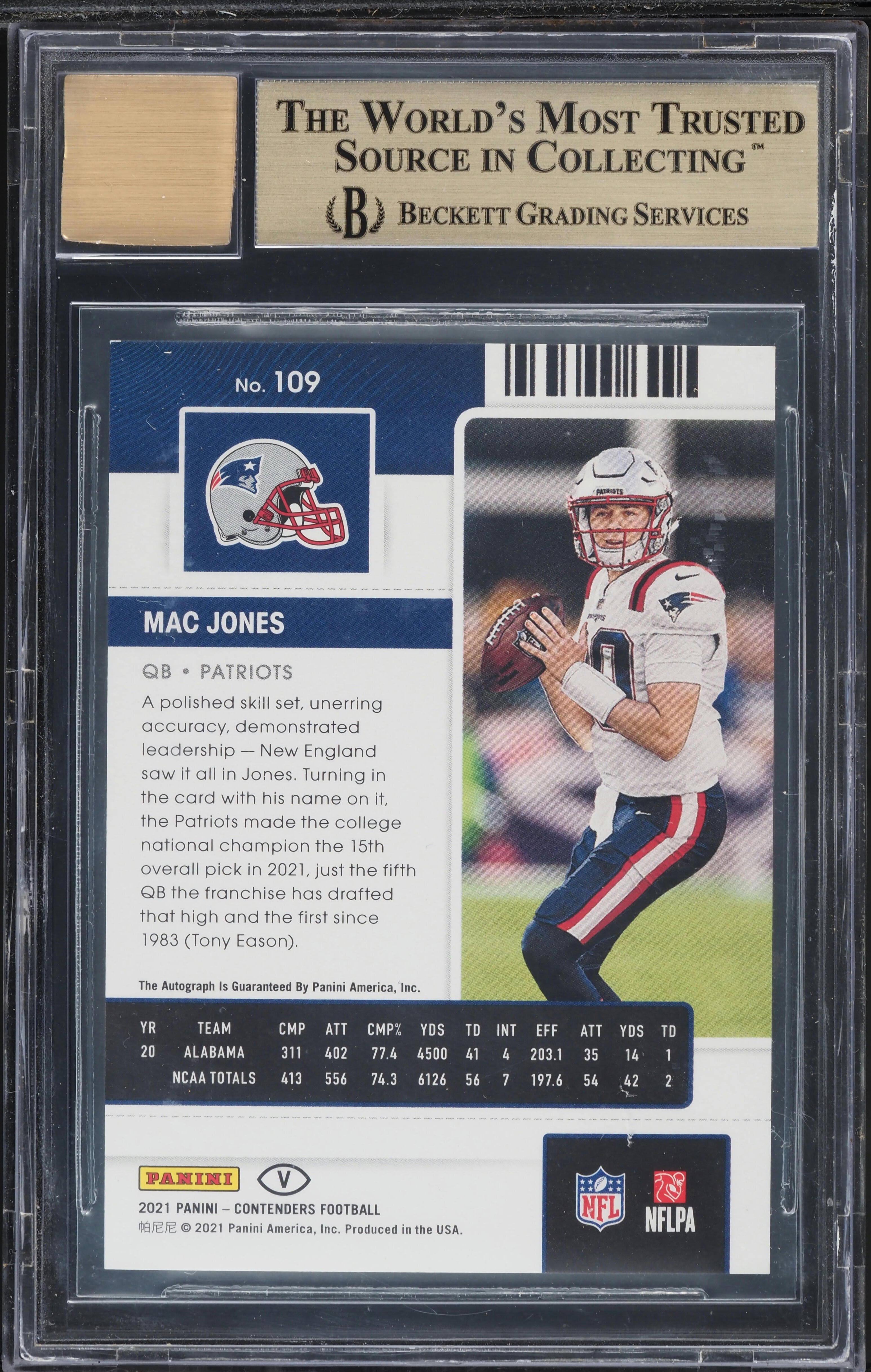 2021 Panini Contenders Ticket Reverse Mac Jones ROOKIE AUTO BGS