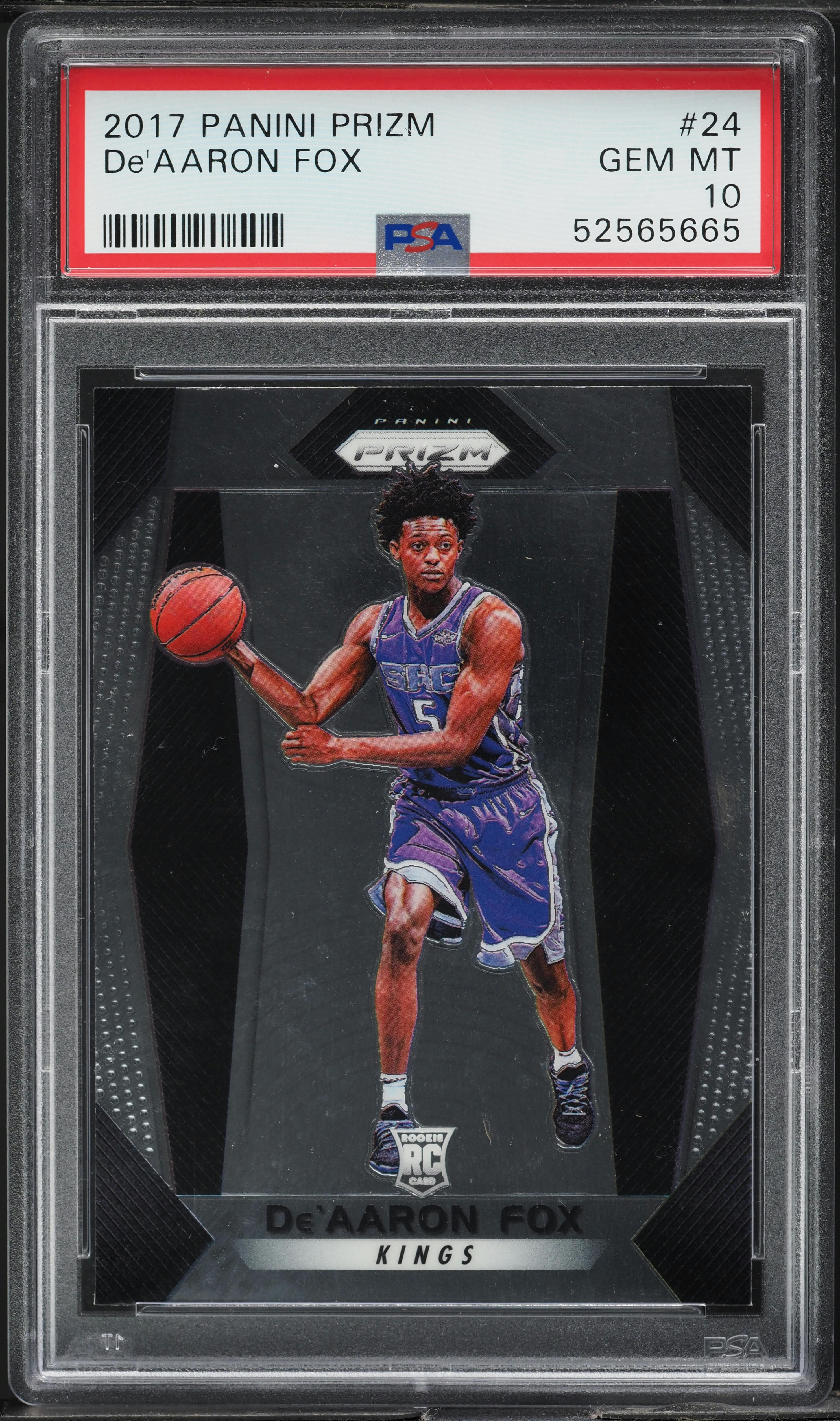 2017 Panini Prizm De'Aaron Fox ROOKIE #24 PSA 10 GEM MINT on
