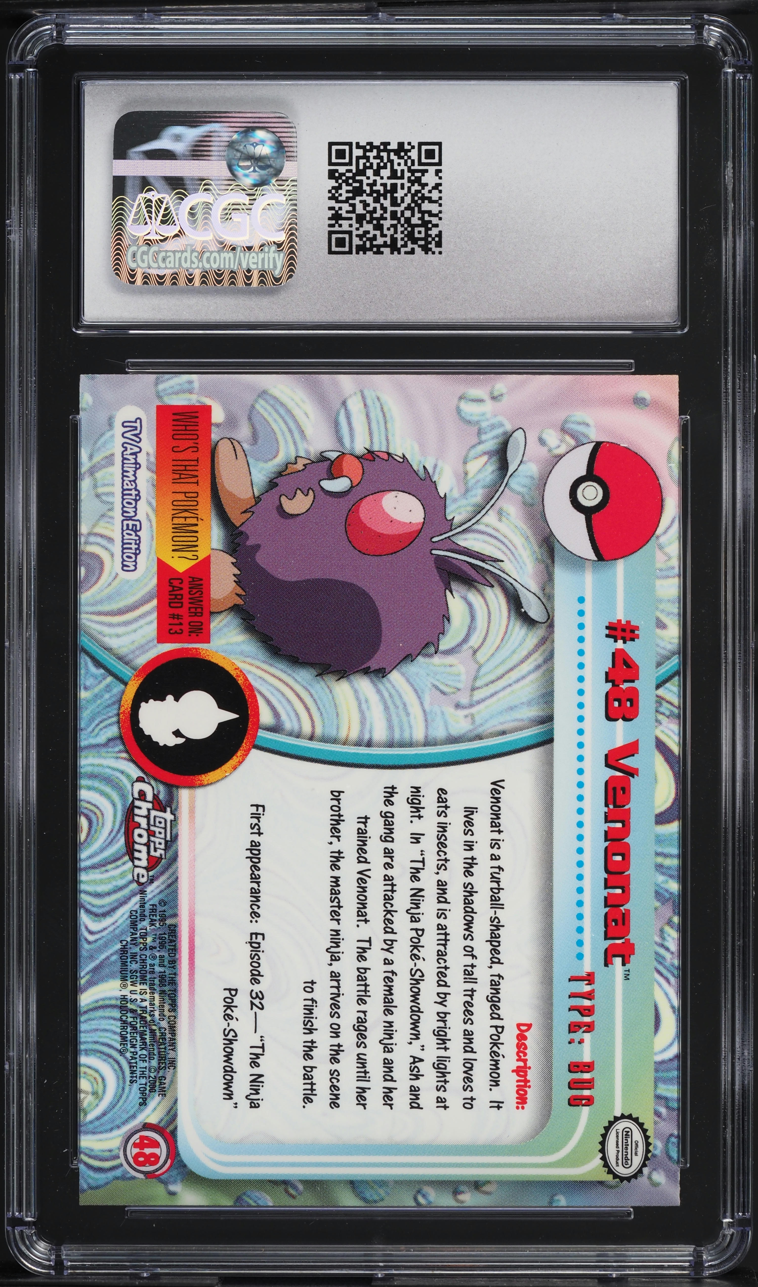 2000 Topps Chrome Pokemon Series 1 Venonat #48 CGC 10 GEM MINT on