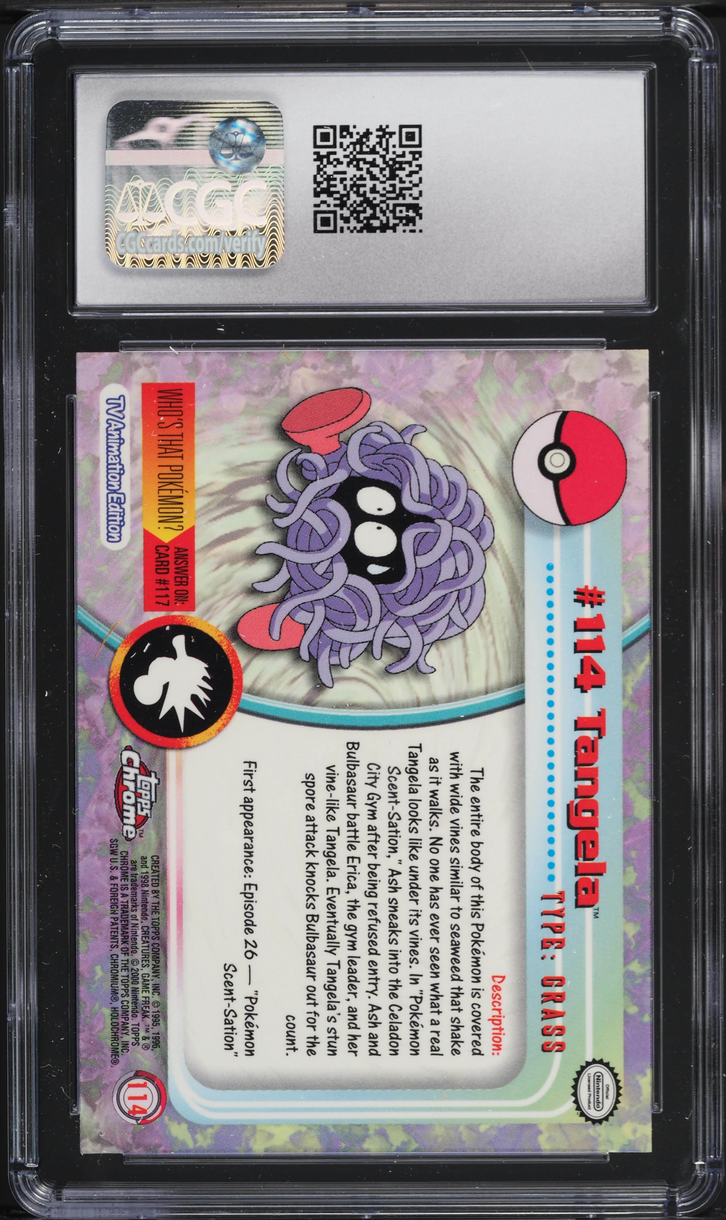 2000 Topps Chrome Pokemon Series 2 Tangela #114 CGC 10 GEM MINT on