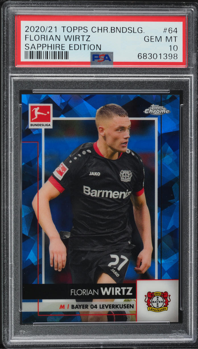 2020 Topps Chrome Bundesliga Sapphire Florian Wirtz ROOKIE #64 PSA 10 GEM MINT