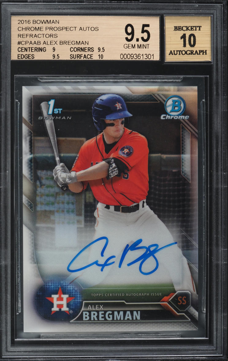 2016 Bowman Chrome Refractor Alex Bregman ROOKIE AUTO /499 BGS 9.5 GEM MINT