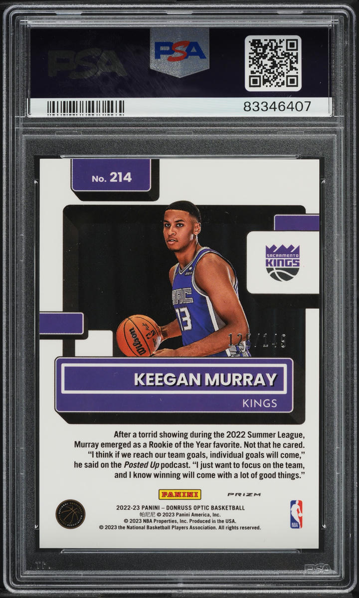 2022 Donruss Optic Lime Green Keegan Murray ROOKIE /149 #214 PSA 10 GEM MINT