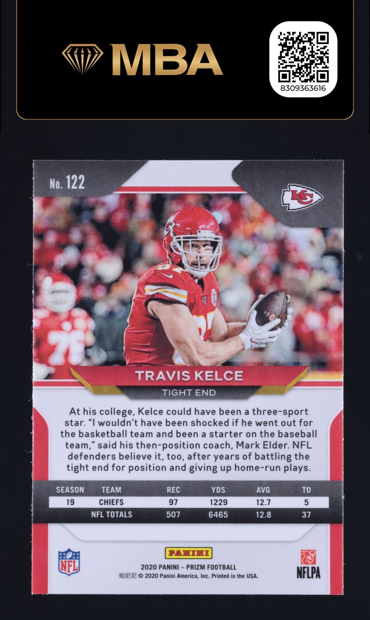 2020 Panini Prizm Travis Kelce #122 MBA AUTH
