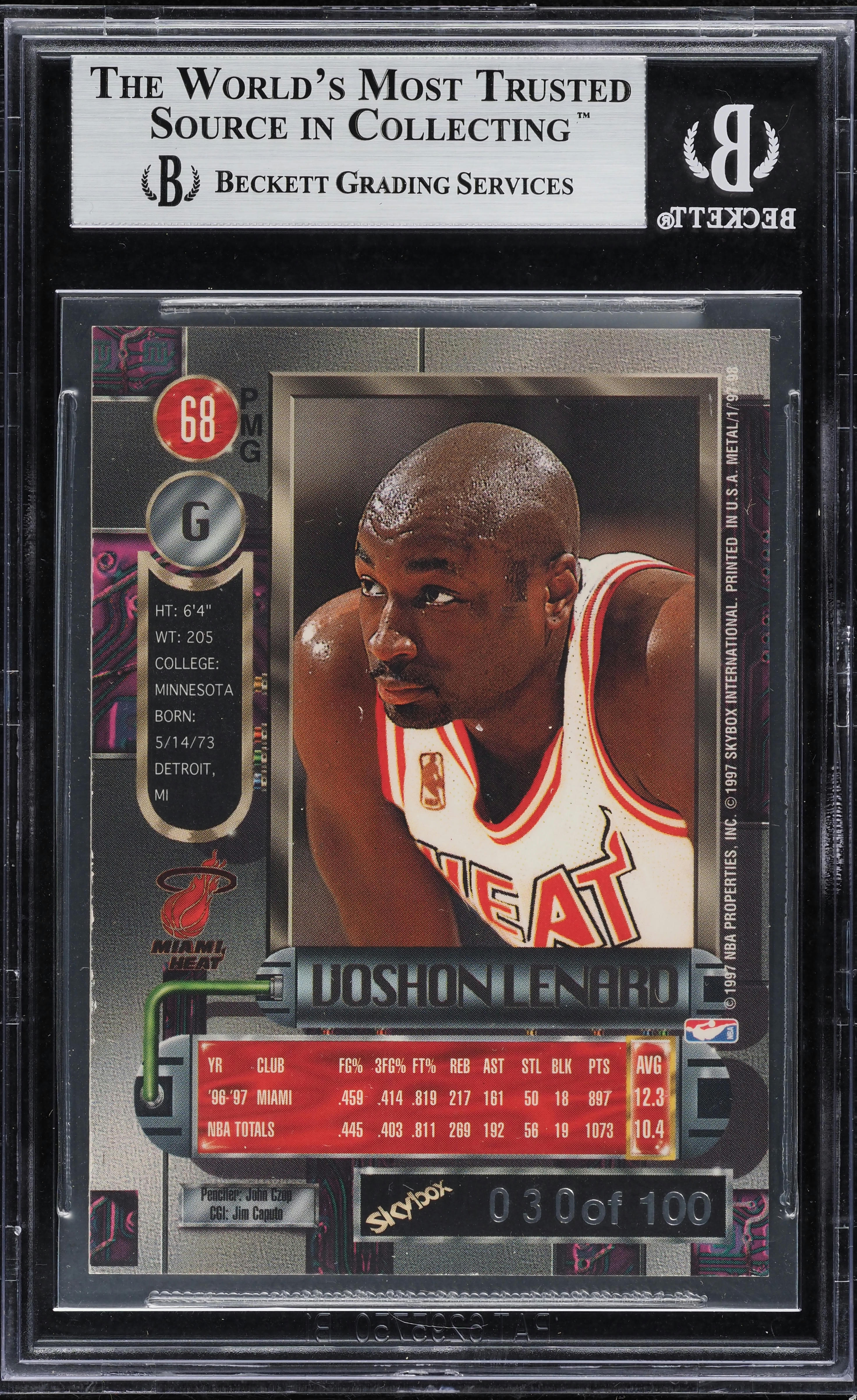 1997 Metal Universe Precious Metal Gems PMG Red Voshon Lenard /100 