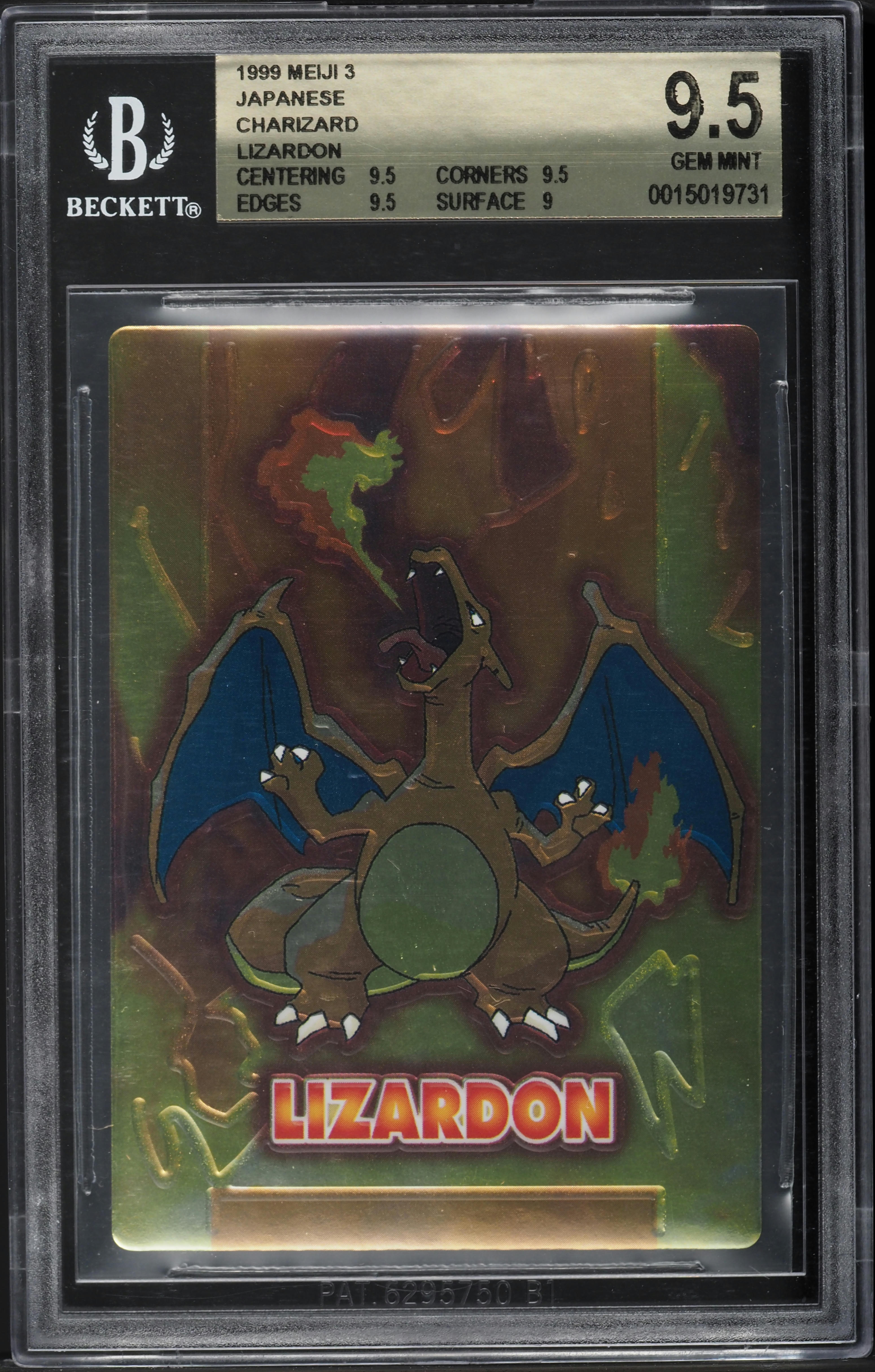 1999 Pokemon Japanese Meiji 3 Charizard BGS 9.5 GEM MINT on