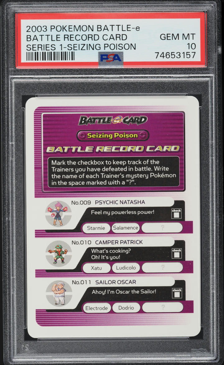 2003 Pokemon Battle-E Series 1 Seizing Poison Battle Record Card PSA 10 GEM  MINT on Fanatics Collect