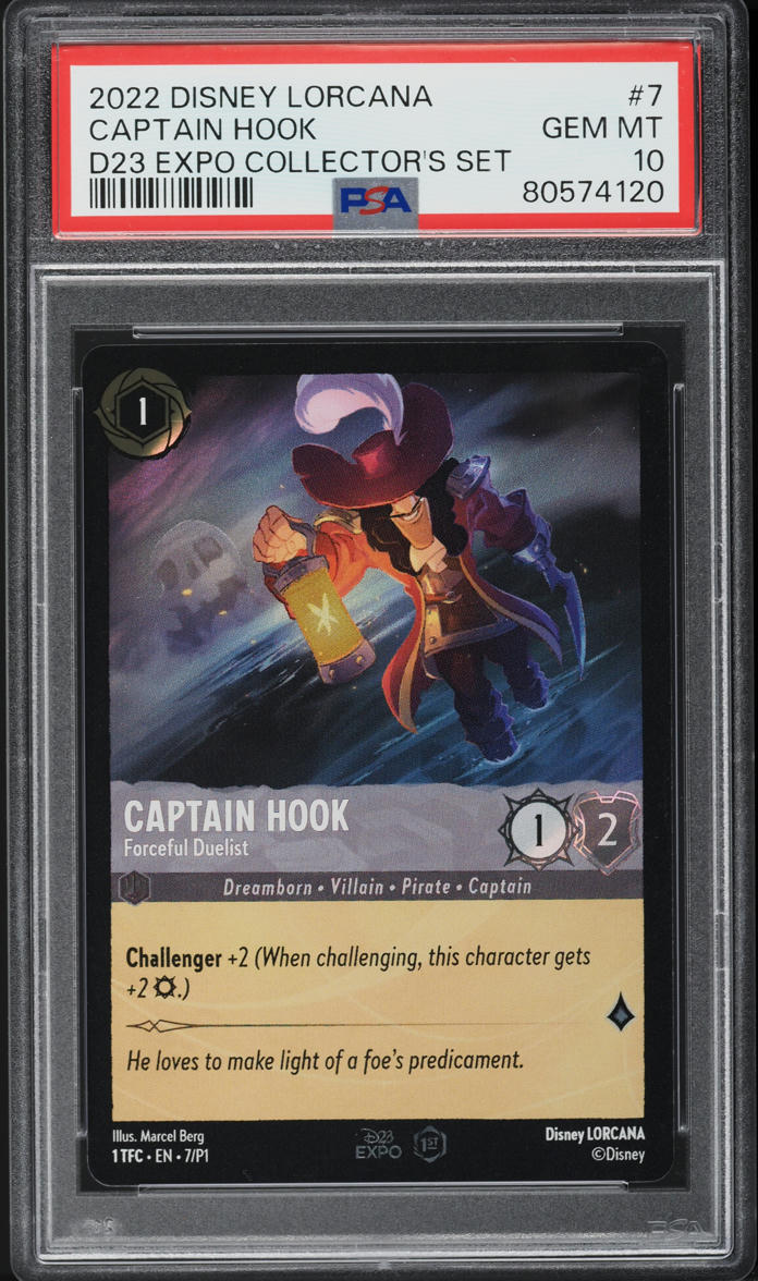 2022 Disney Lorcana Promo D23 Expo Collector's Set Captain Hook #7 PSA 10 GEM