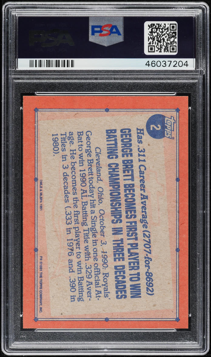1991 Topps Desert Shield George Brett RECORD BREAKER #2 PSA 9 MINT