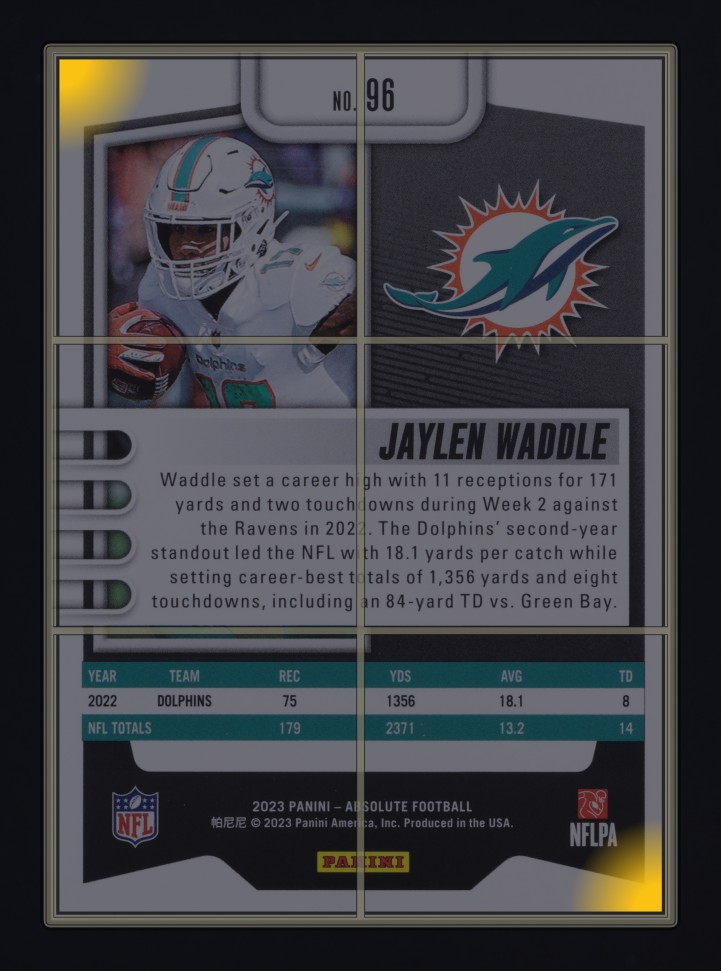2023 Absolute Football Jaylen Waddle #96 MBA AUTH