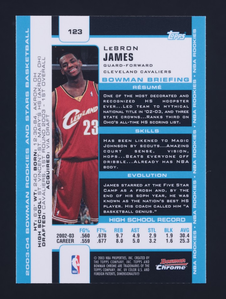 2003 Bowman Chrome LeBron James ROOKIE #123 MBA AUTH