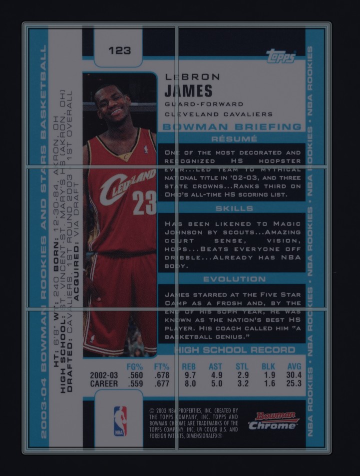2003 Bowman Chrome LeBron James ROOKIE #123 MBA AUTH