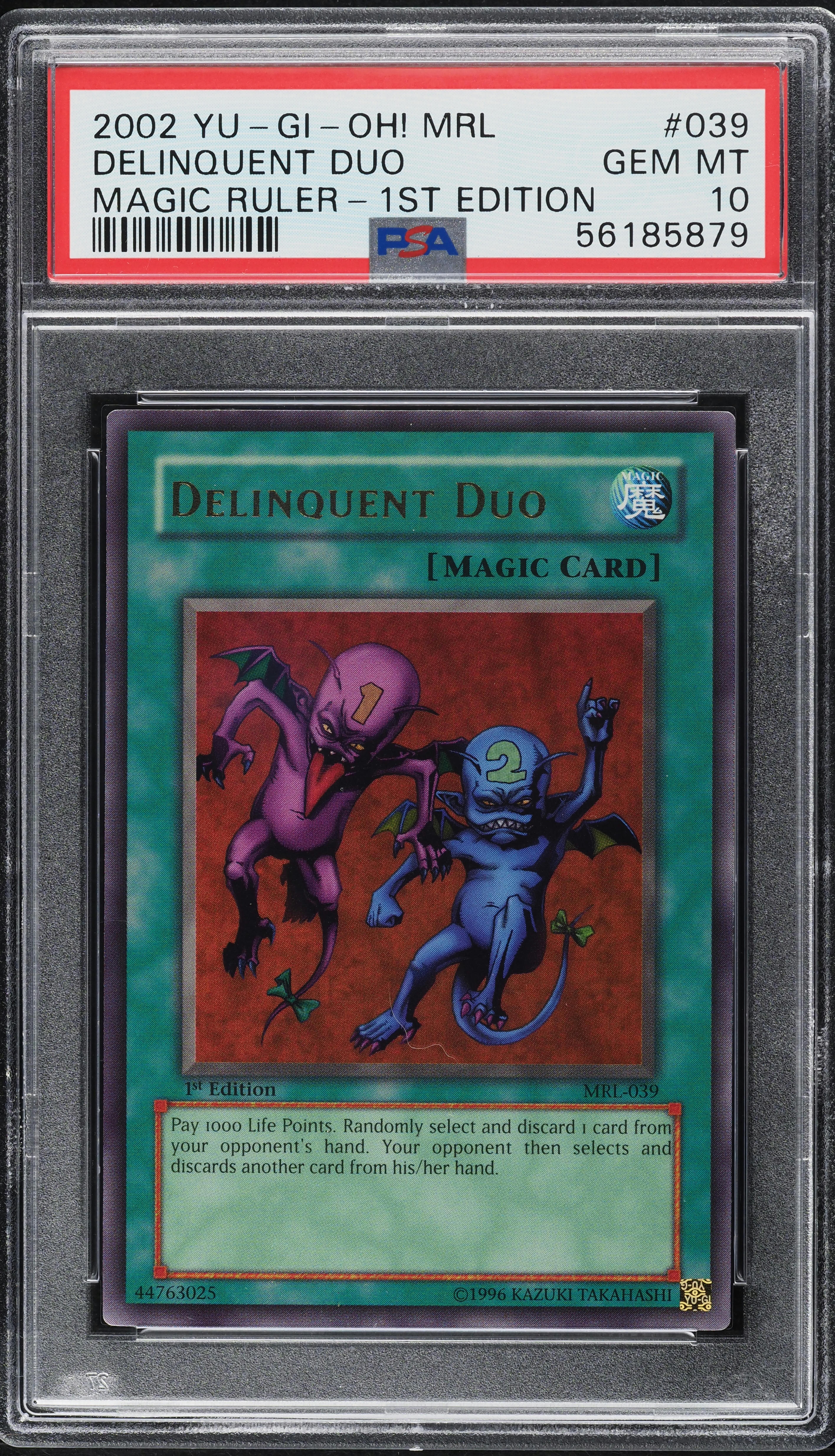 2002 Yu-Gi-Oh! Magic Ruler 1st Edition Delinquent Duo #MRL-039 PSA