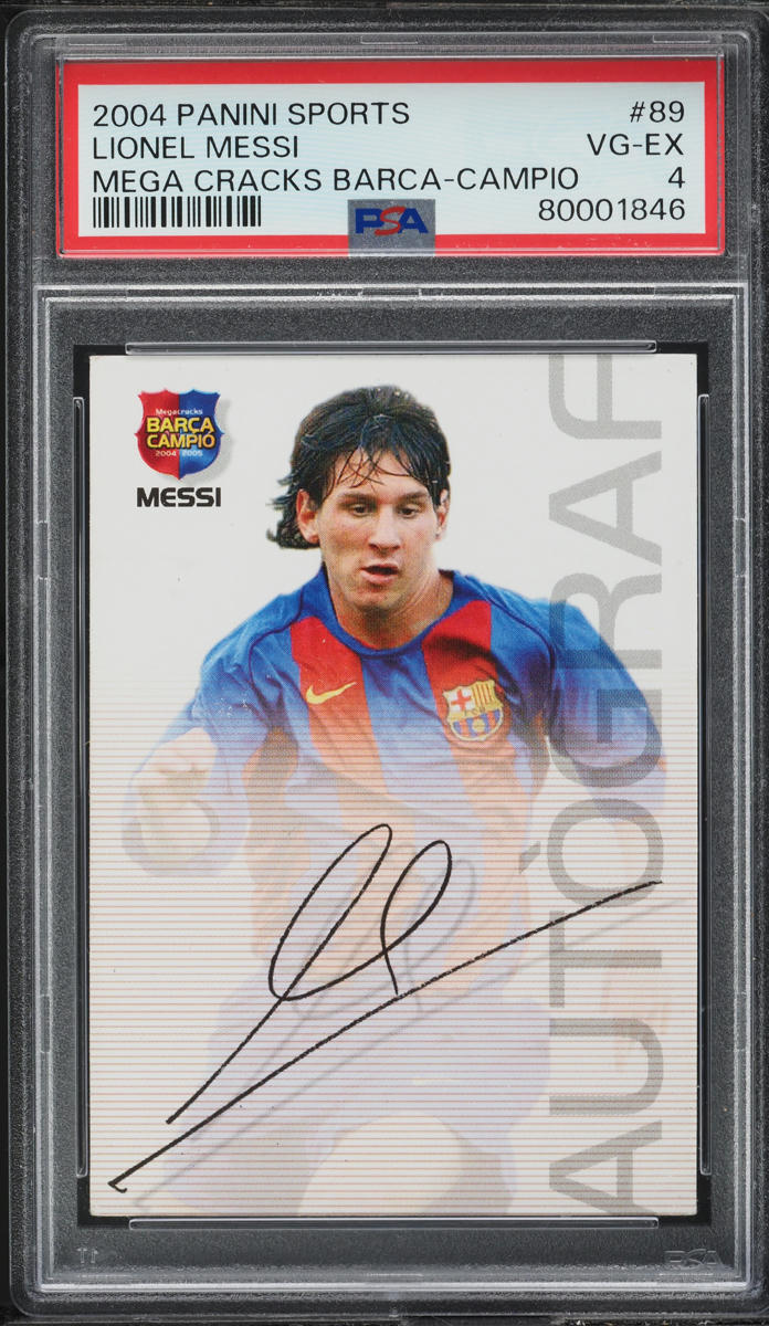 2004 Panini Sports Mega Cracks Barca Campio Lionel Messi ROOKIE #89 PSA 4 VGEX