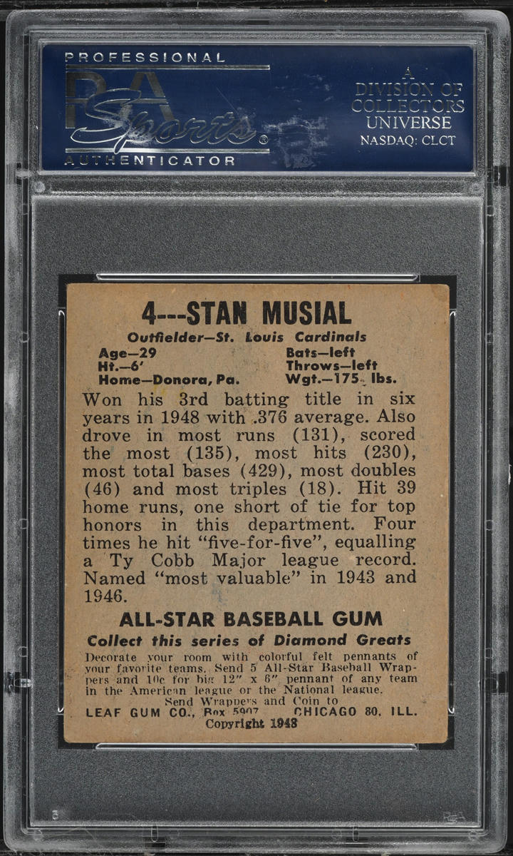 1948 Leaf Stan Musial ROOKIE #4 PSA 4 VGEX