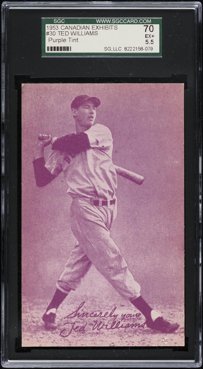 1953 Canadian Exhibits Ted Williams PURPLE TINT #30 SGC 5.5 EX+