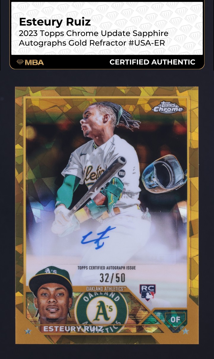 2023 Topps Chrome Update Sapphire Gold Ref Esteury Ruiz ROOKIE AUTO /50 MBA AUTH