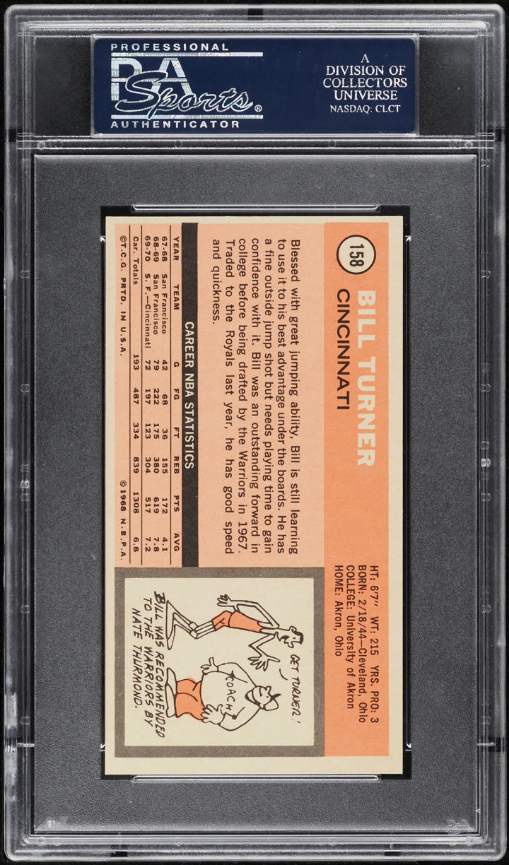 1970 Topps Basketball Bill Turner #158 PSA 9 MINT