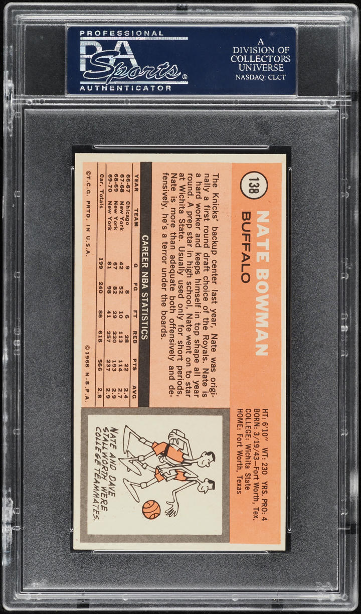 1970 Topps Basketball Nate Bowman #138 PSA 9 MINT