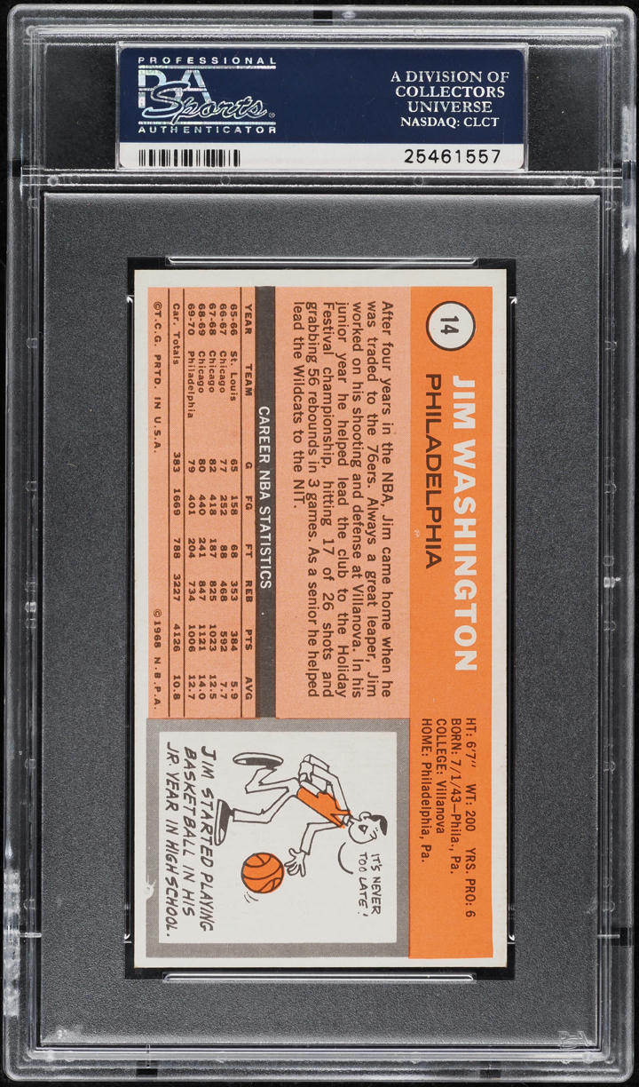 1970 Topps Basketball Jim Washington #14 PSA 9 MINT