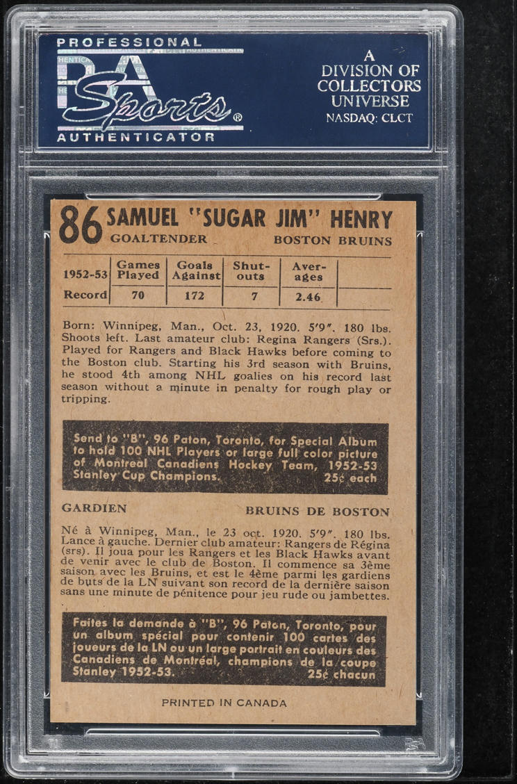 1953 Parkhurst Jim Henry #86 PSA 8 NM-MT