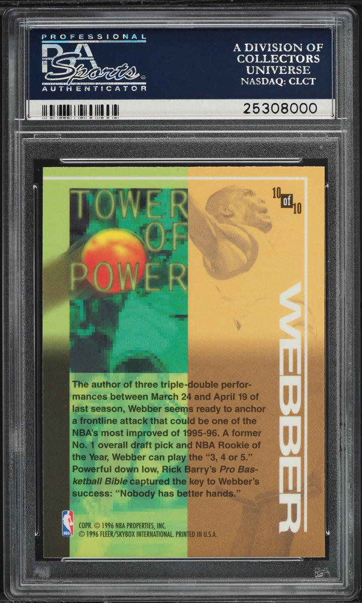 1995 Fleer Tower Of Power Chris Webber #10 PSA 9 MINT