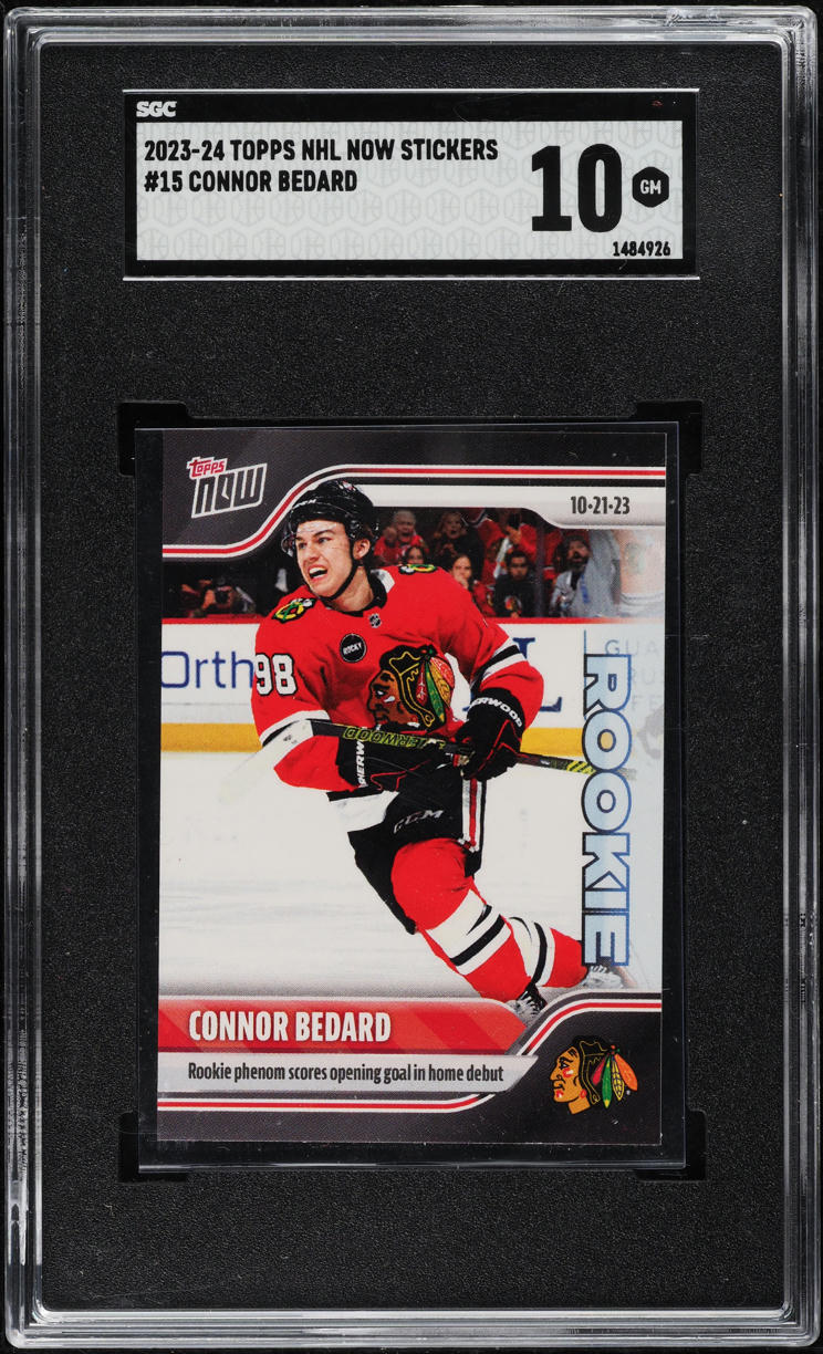 2023 Topps NHL Now Stickers Connor Bedard ROOKIE #15 SGC 10 GEM MINT