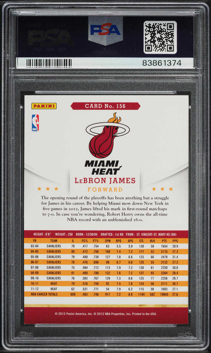 2012 Hoops LeBron James #156 PSA 9 MINT