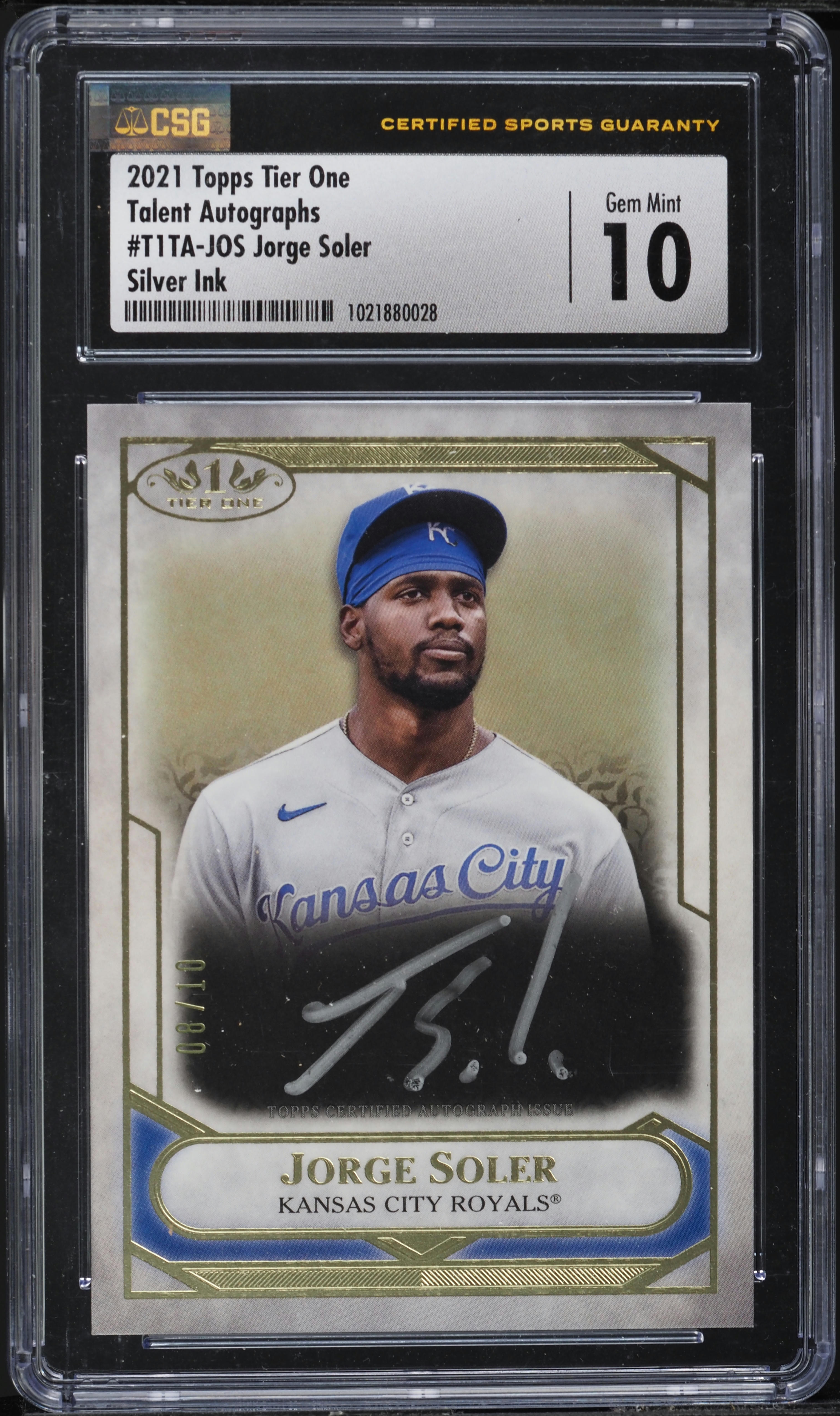 2021 Topps Tier One Talent Silver Ink Jorge Soler AUTO /10 #T1TA
