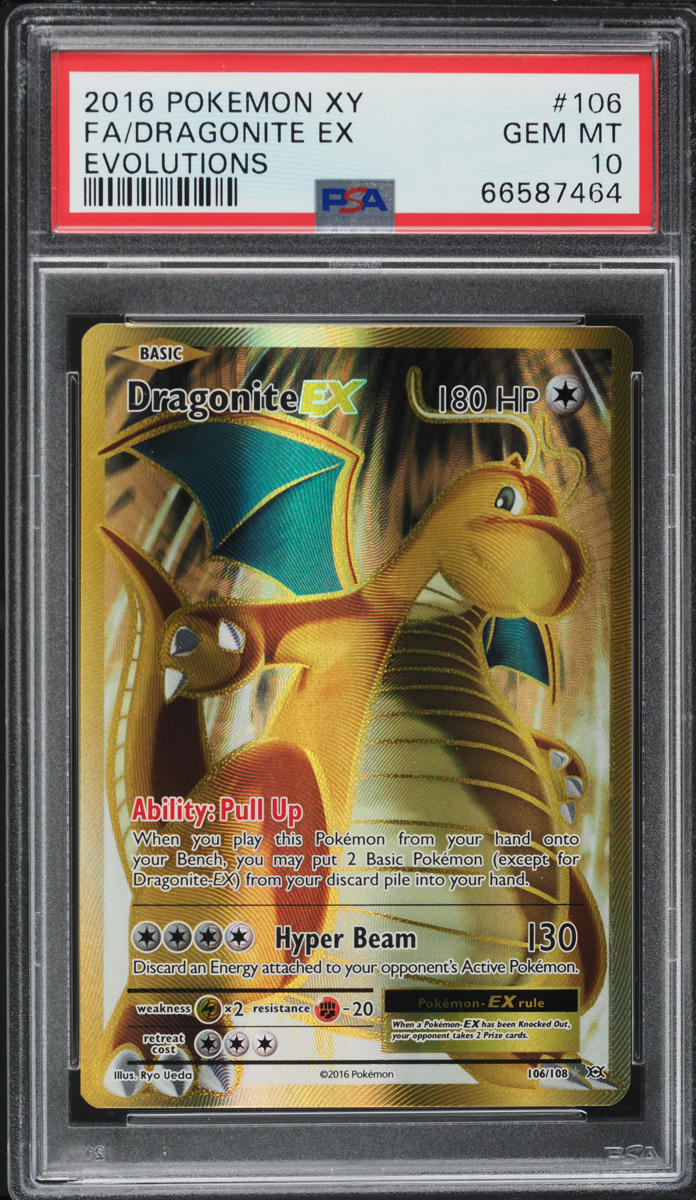 2016 Pokemon XY Evolutions Full Art Dragonite EX #106 PSA 10 GEM