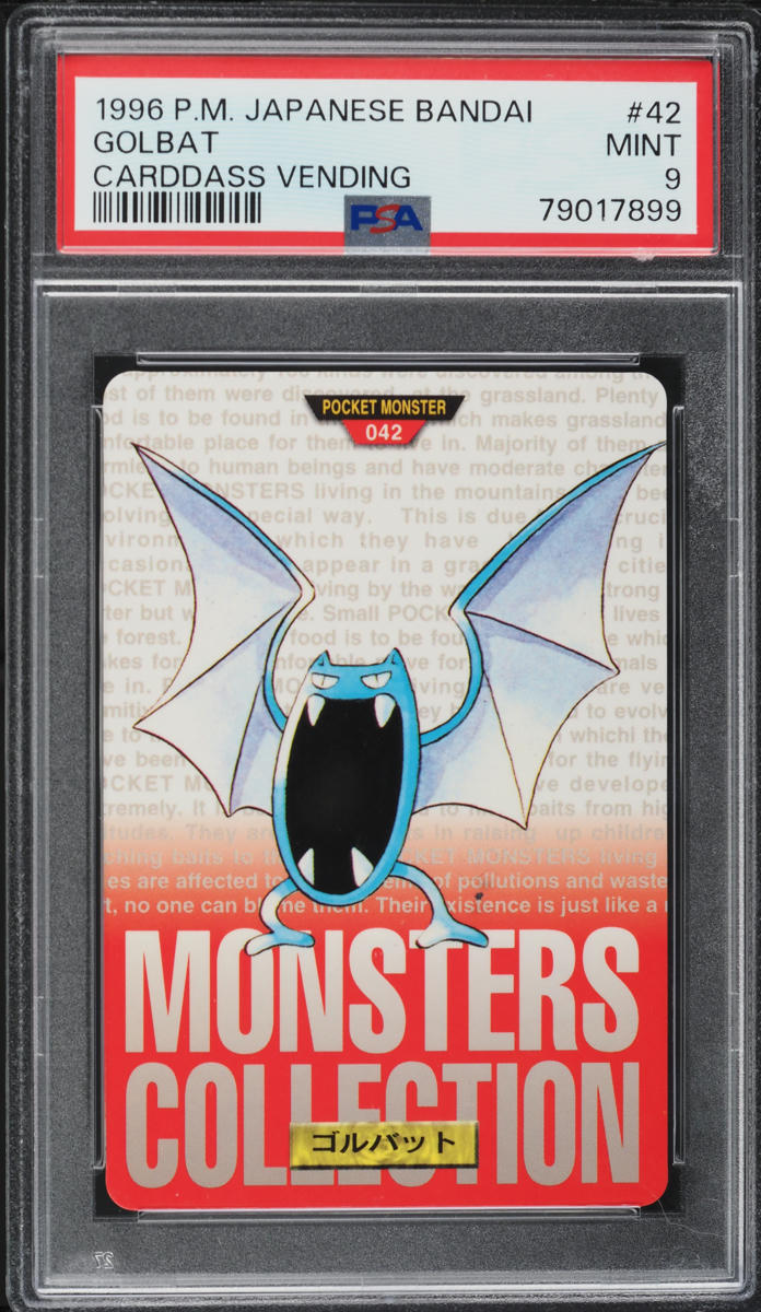 1996 Pokemon Japanese Bandai Carddass Vending Golbat #42 PSA 9 MINT