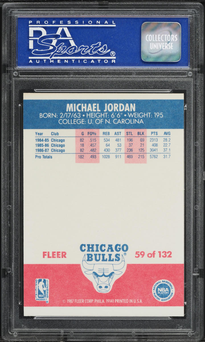 1987 Fleer Basketball Michael Jordan #59 PSA 8 NM-MT
